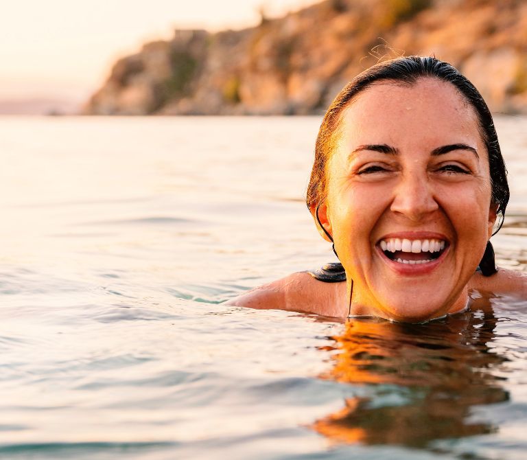 woman swimming in the sea